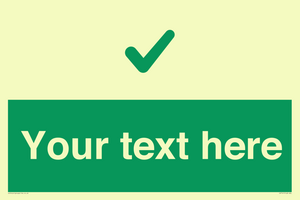 Custom green background, green tick sign